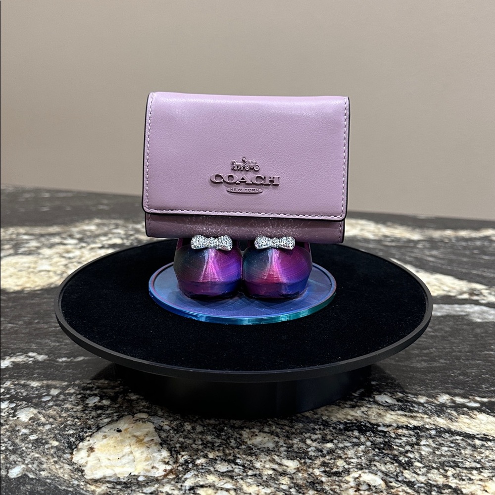 Coach Lavender Leather Mini Wallet with Iridescent Accent